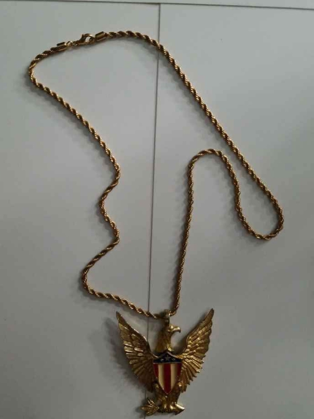 Gold Filled Eagle Pendant Necklace with Shield Accent -